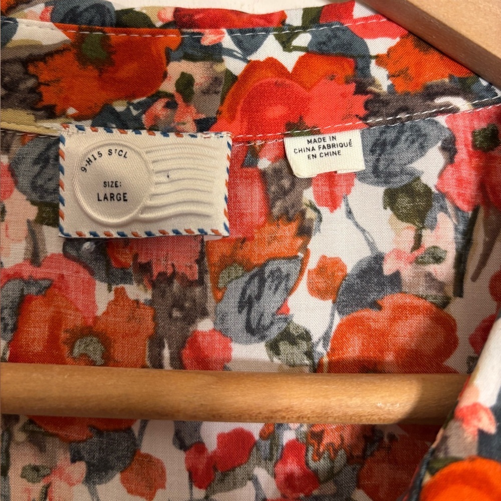 Postmark by Anthropologie b+w striped long sleeve button up w/ contrast fabric - Picture 3 of 5